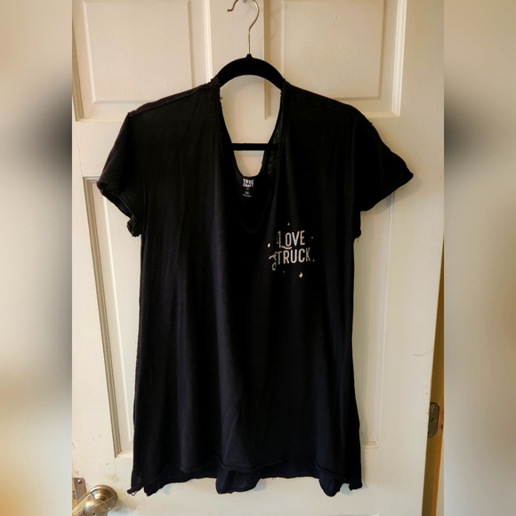 Free People Tops - True Craft Gauzy Distressed Shirt "Love Struck" SZ XL